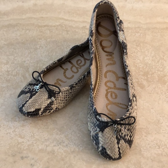 New ‘Sam Edelman’ | ‘Felicia’ Snake Print Leather Ballet Flat - Picture 2 of 12